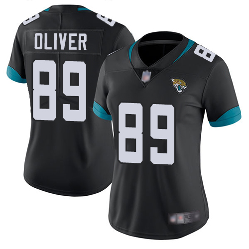 Nike Jacksonville Jaguars 89 Josh Oliver Black Team Color Women Stitched NFL Vapor Untouchable Limited Jersey